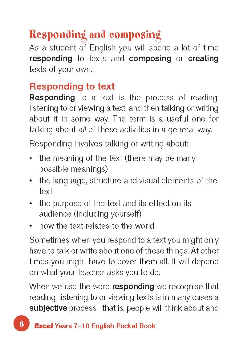 Excel Pocket Books - English Years 7-10