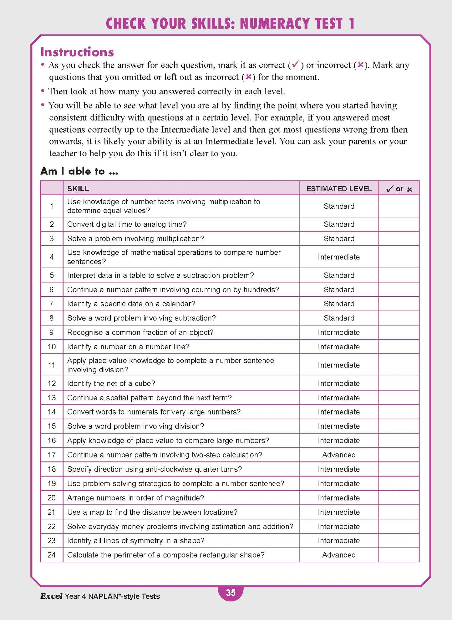 Excel Year 4 NAPLAN*-style Tests