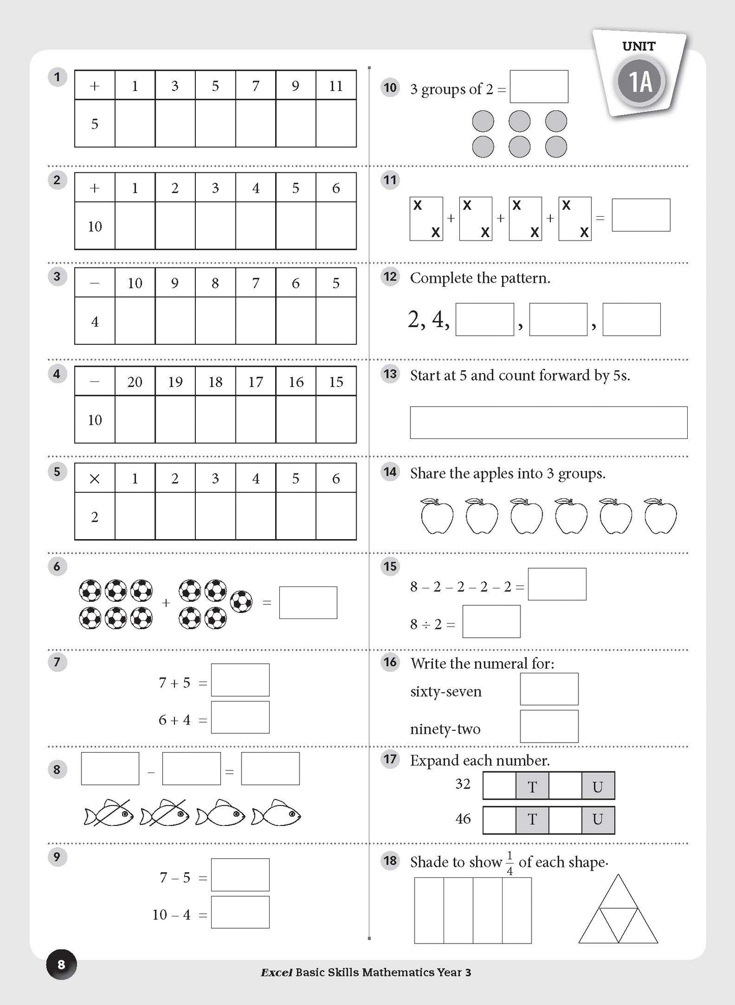 Excel Basic Skills - Mathematics Year 3