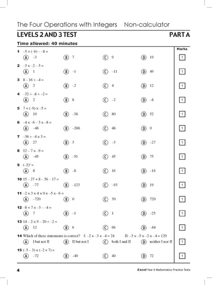 Excel Tests - Mathematics Practice Tests Year 8