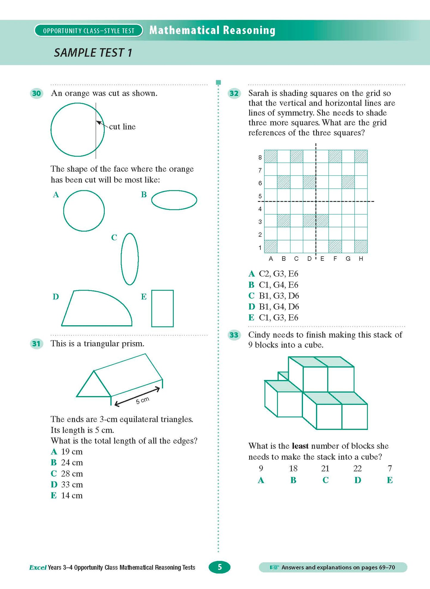Excel Opportunity Class Mathematical Reasoning Tests Years 3-4
