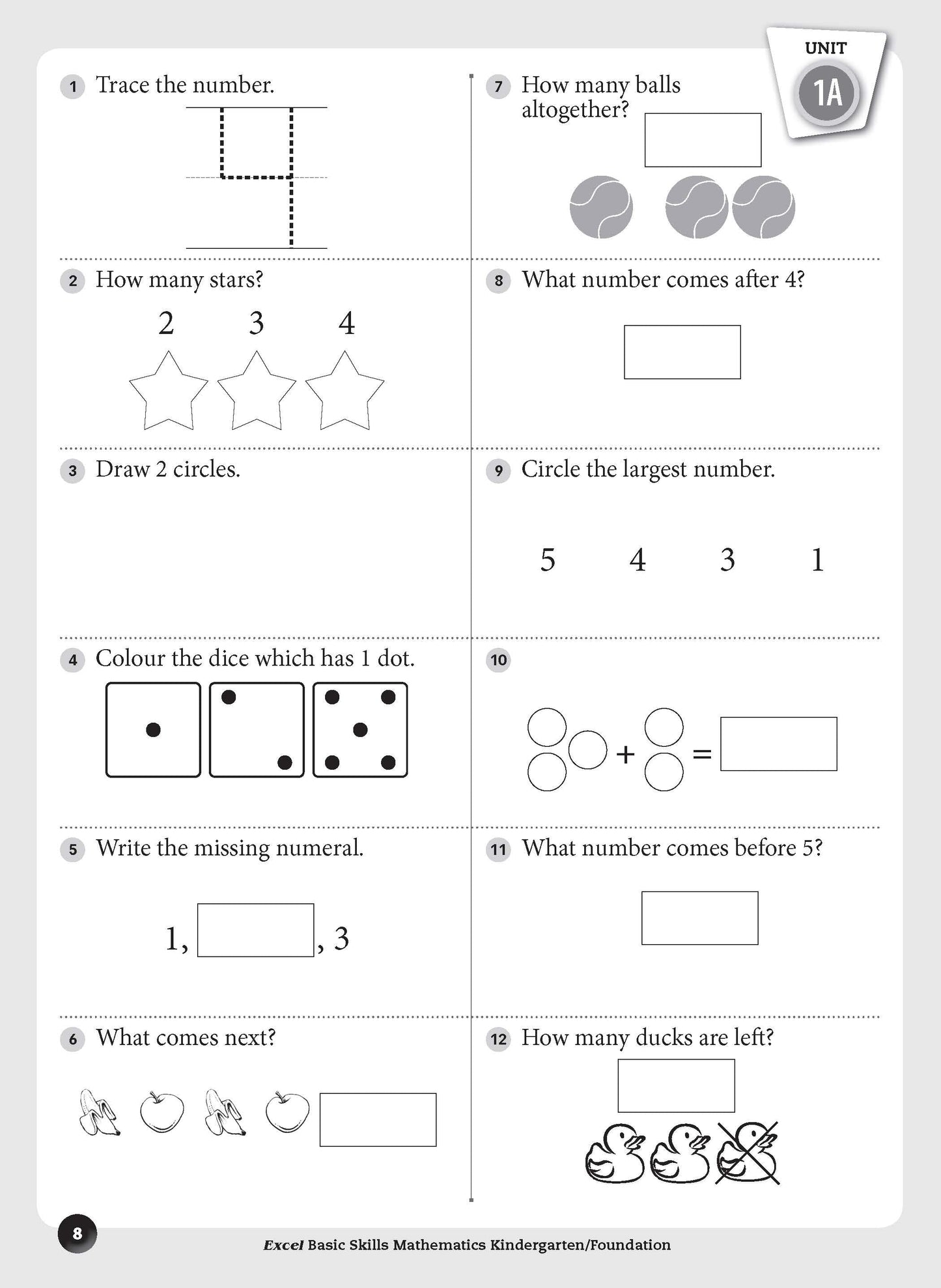 Excel Basic Skills - Mathematics Kindergarten/Foundation