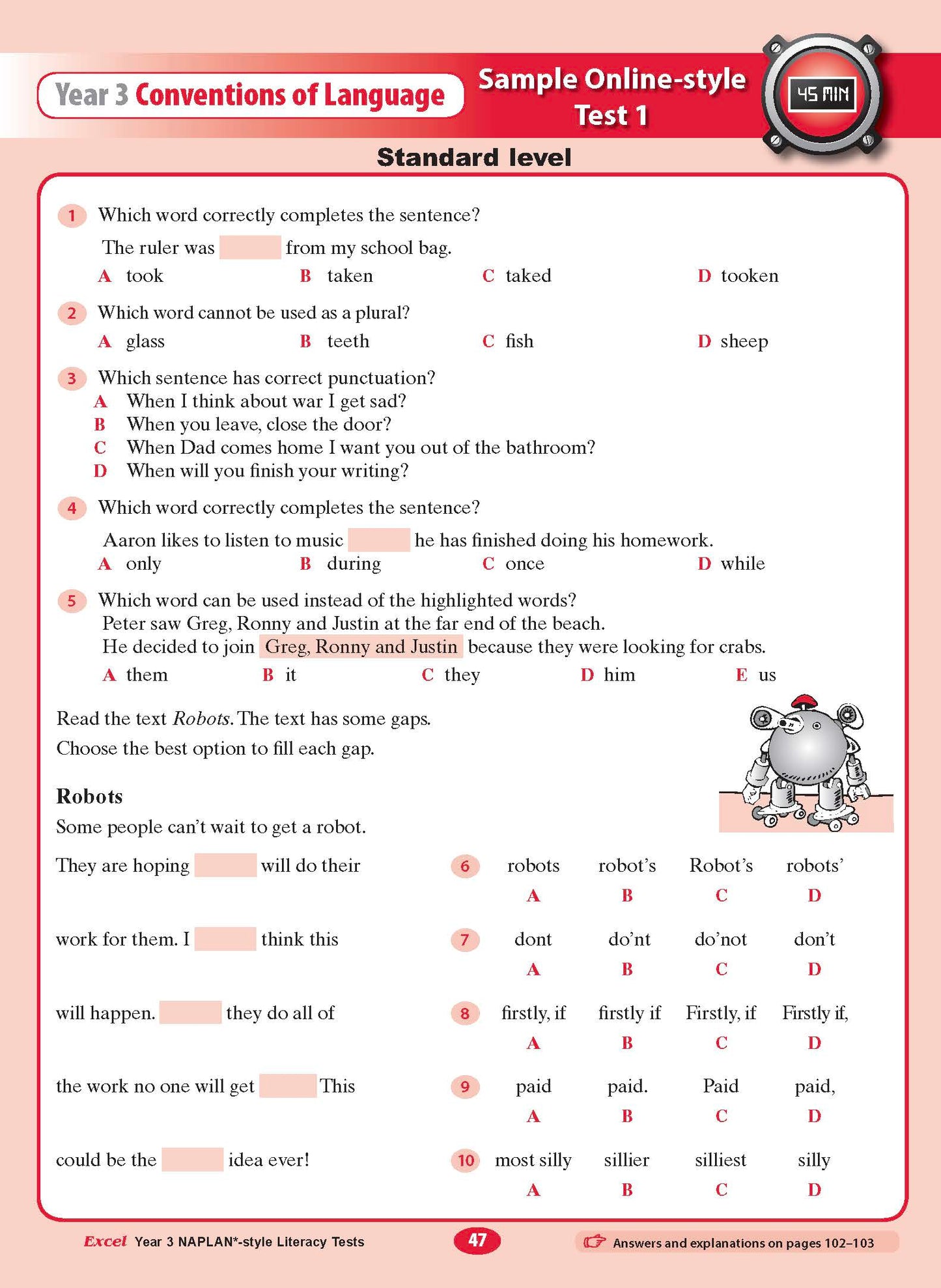 Excel Year 3 NAPLAN*-style Literacy Tests