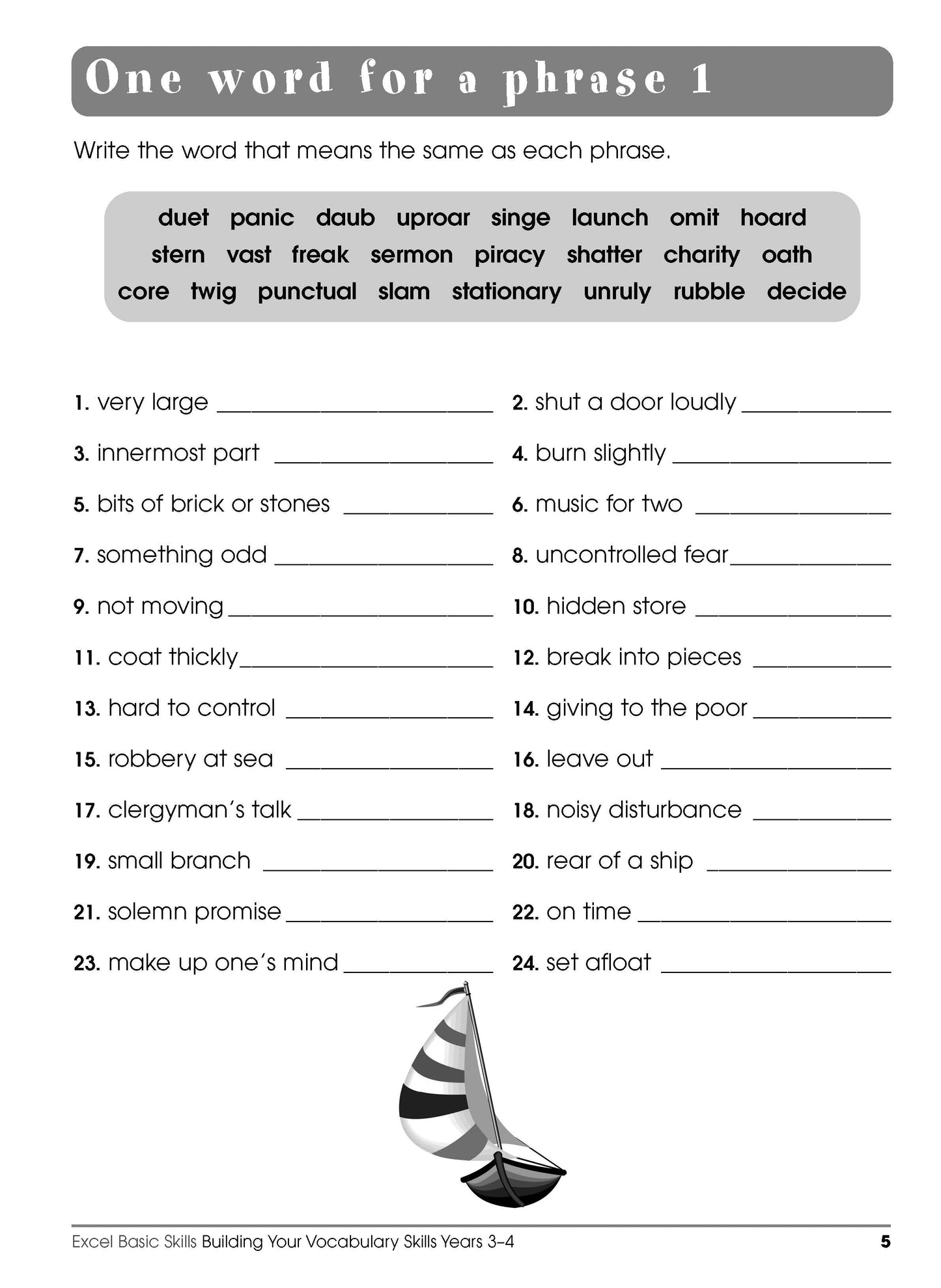 Excel Basic Skills - Building Your Vocabulary Skills Years 3-4