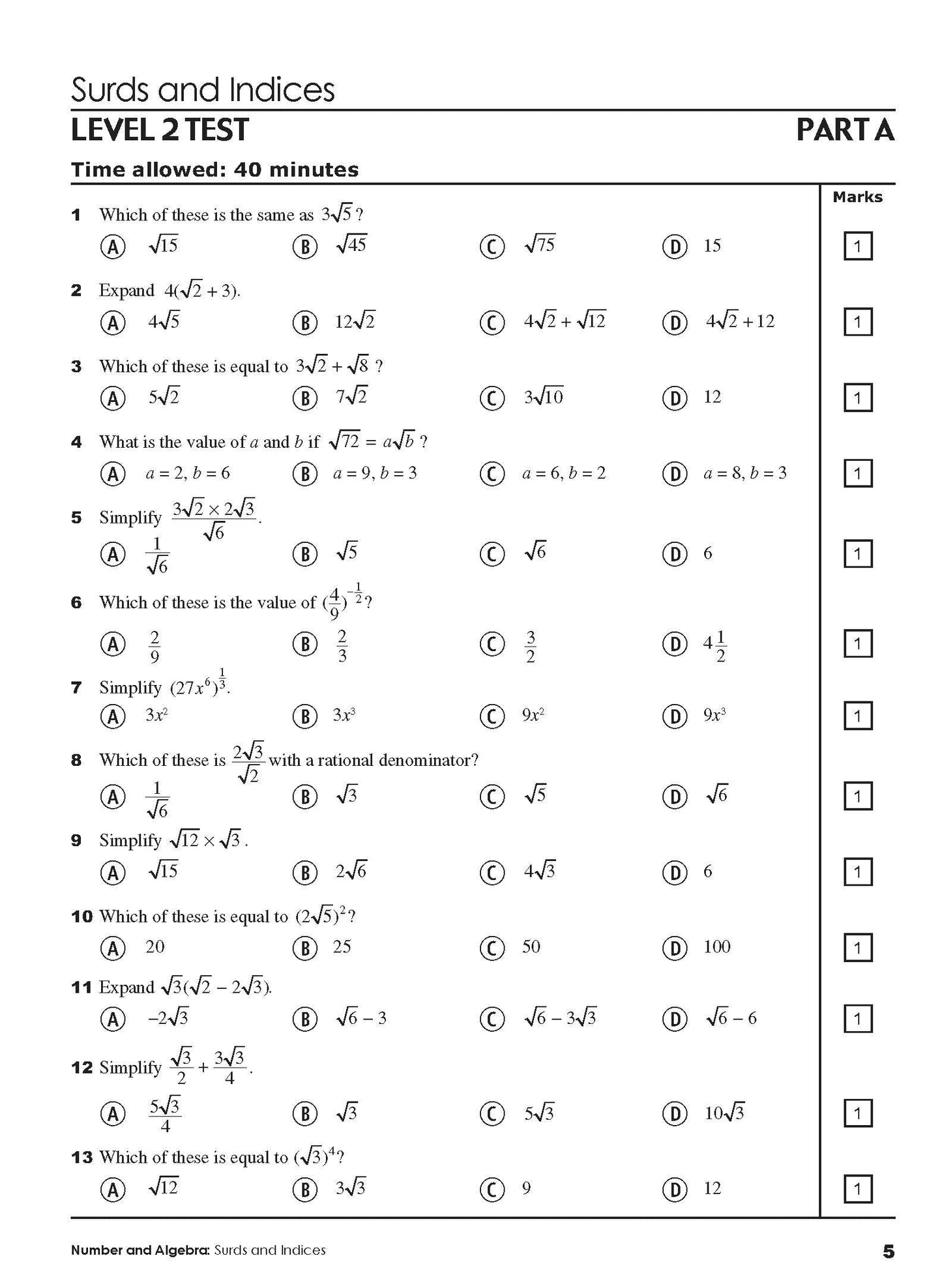 Excel Tests - Mathematics Practice Tests Year 10