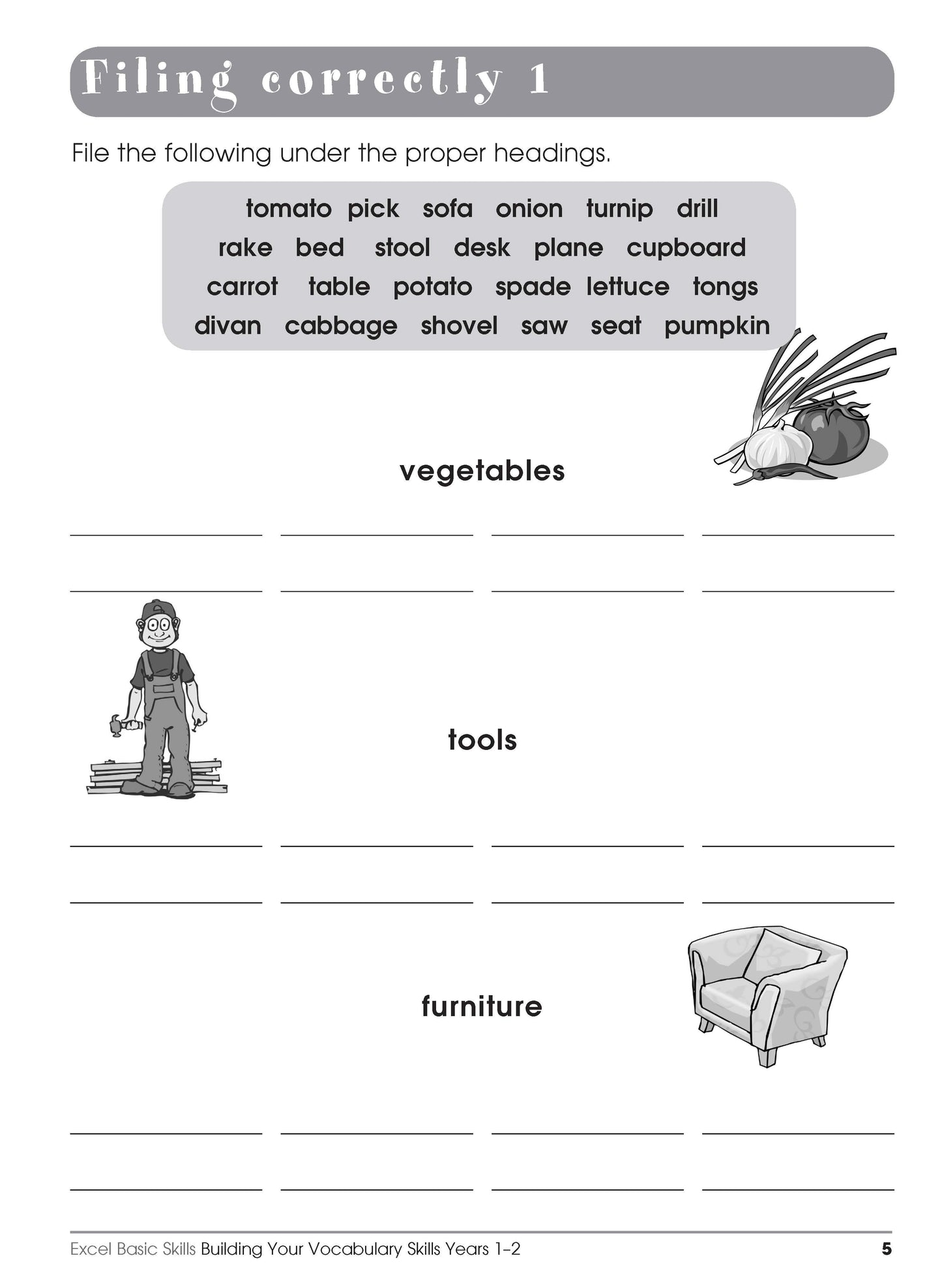 Excel Basic Skills - Building Your Vocabulary Skills Years 1-2