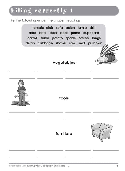 Excel Basic Skills - Building Your Vocabulary Skills Years 1-2