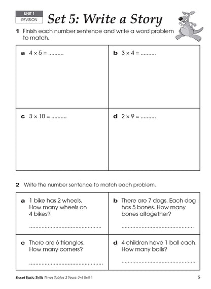 Excel Basic Skills - Times Tables 2 Years 3-4