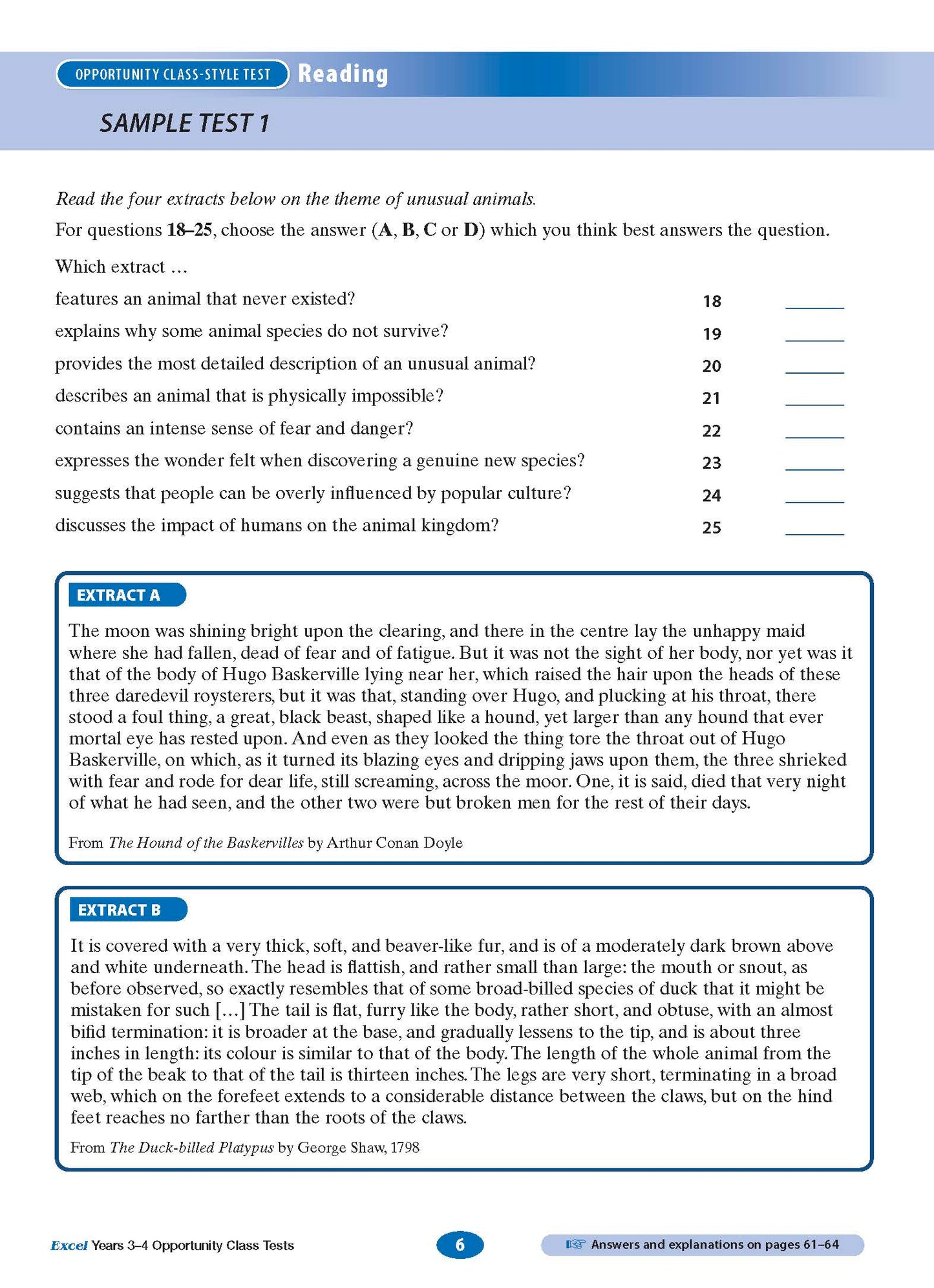 Excel Opportunity Class Tests Years 3-4