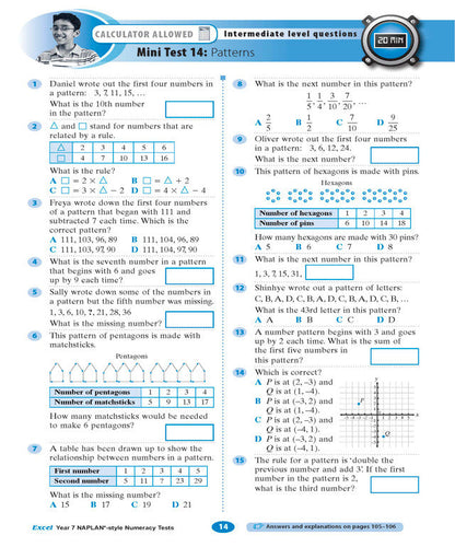 Excel Year 7 NAPLAN*-style Numeracy Tests