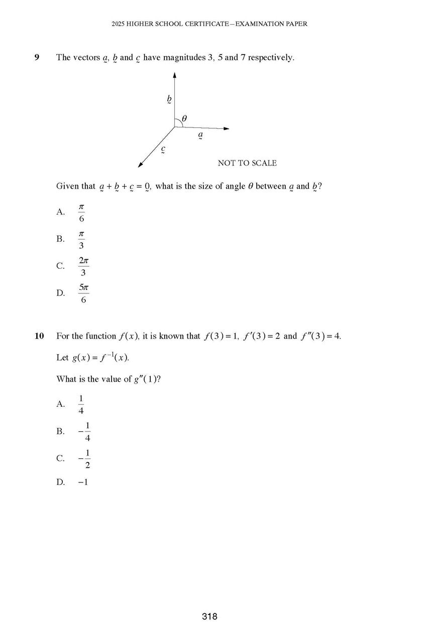White page from a Mathematics Extension 1 Course Notes textbook by Excel Success One, displaying two math problems with equations and a vector diagram.
