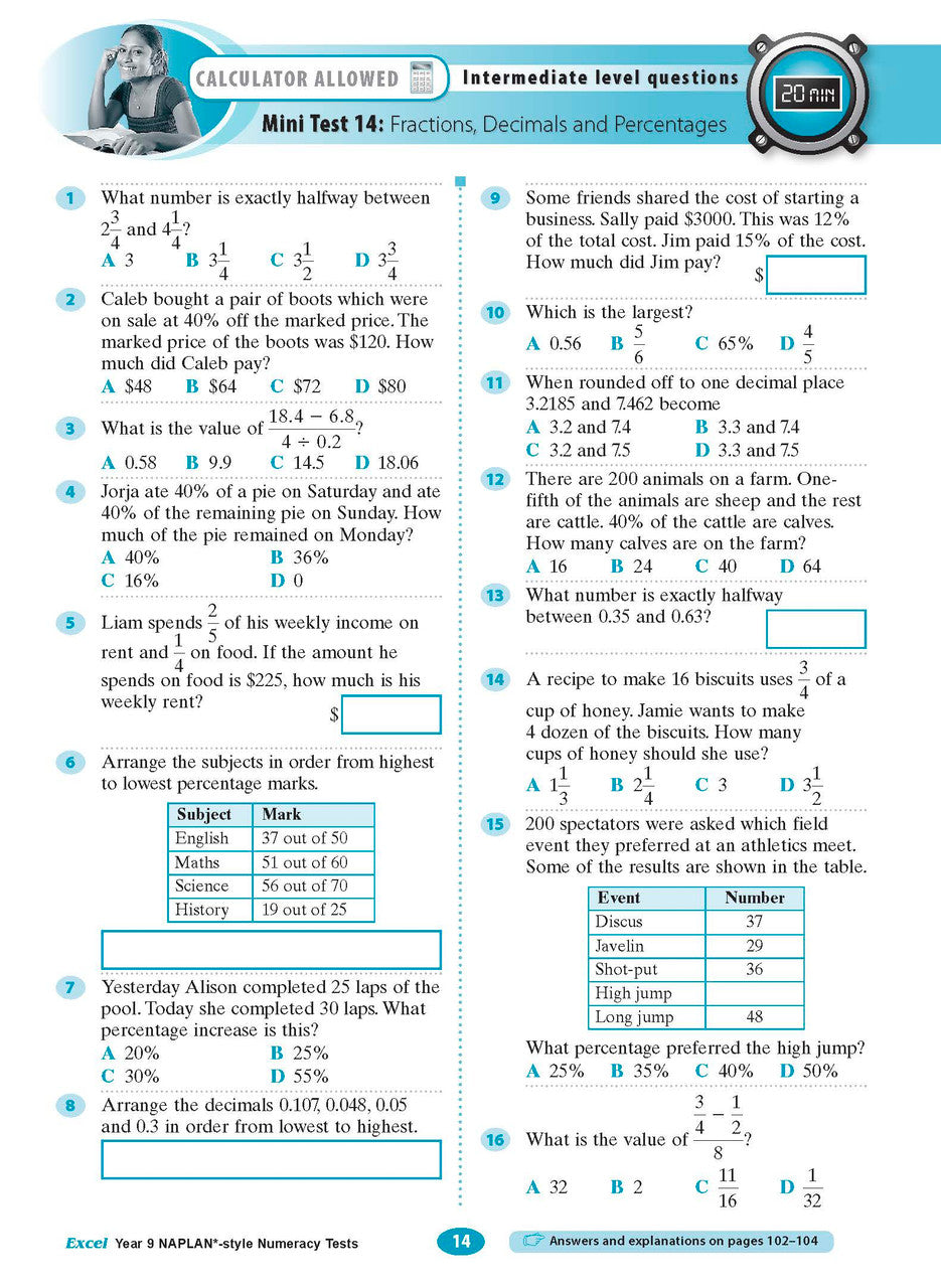 Excel Year 9 NAPLAN*-style Numeracy Tests