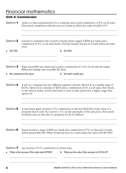 Excel Essential Skills - Mathematics Revision & Exam Workbook Year 9 NE