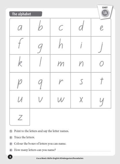 Excel Basic Skills - English Kindergarten/Foundation