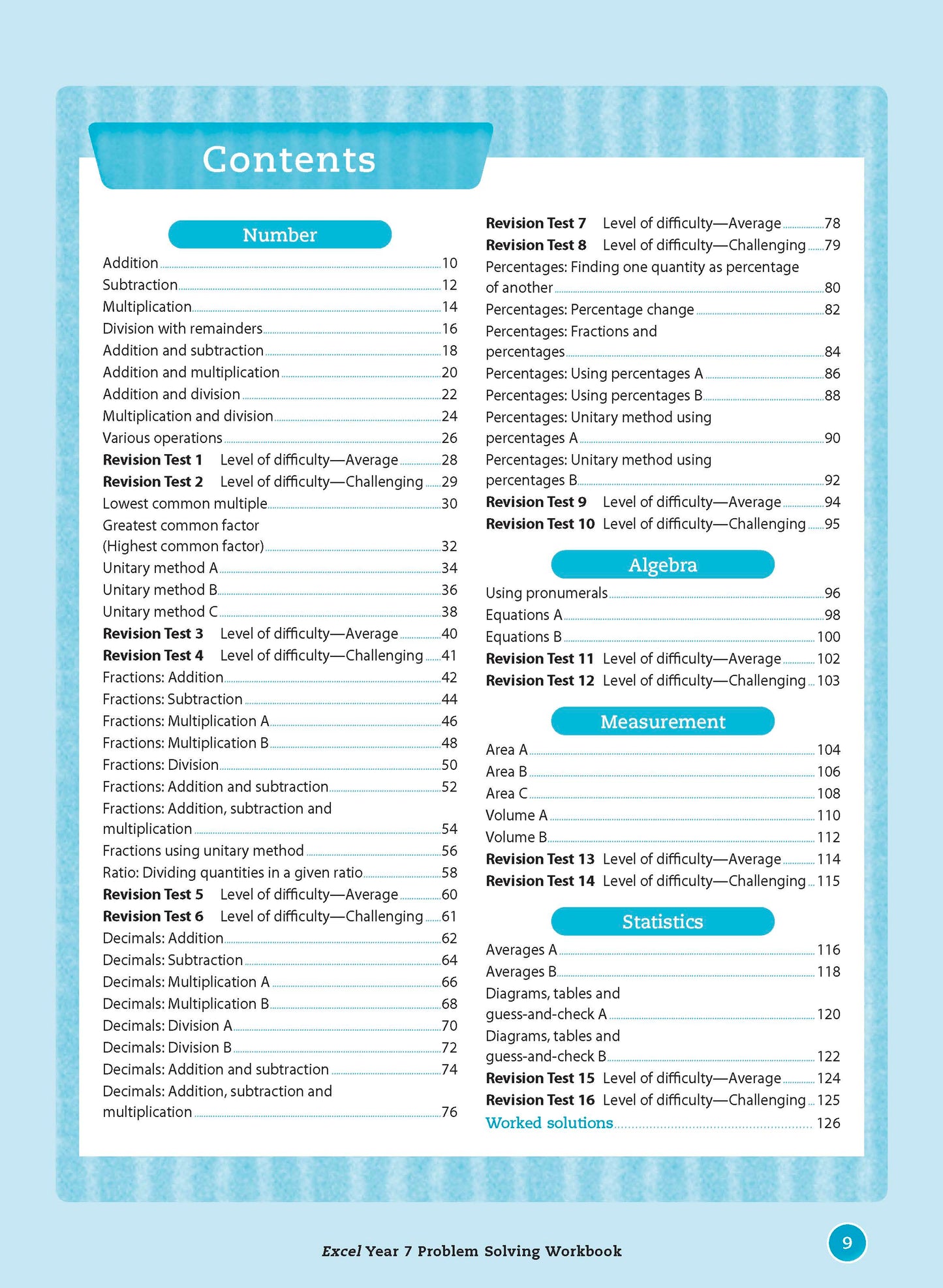 Excel Essential Skills - Problem Solving Workbook Year 7