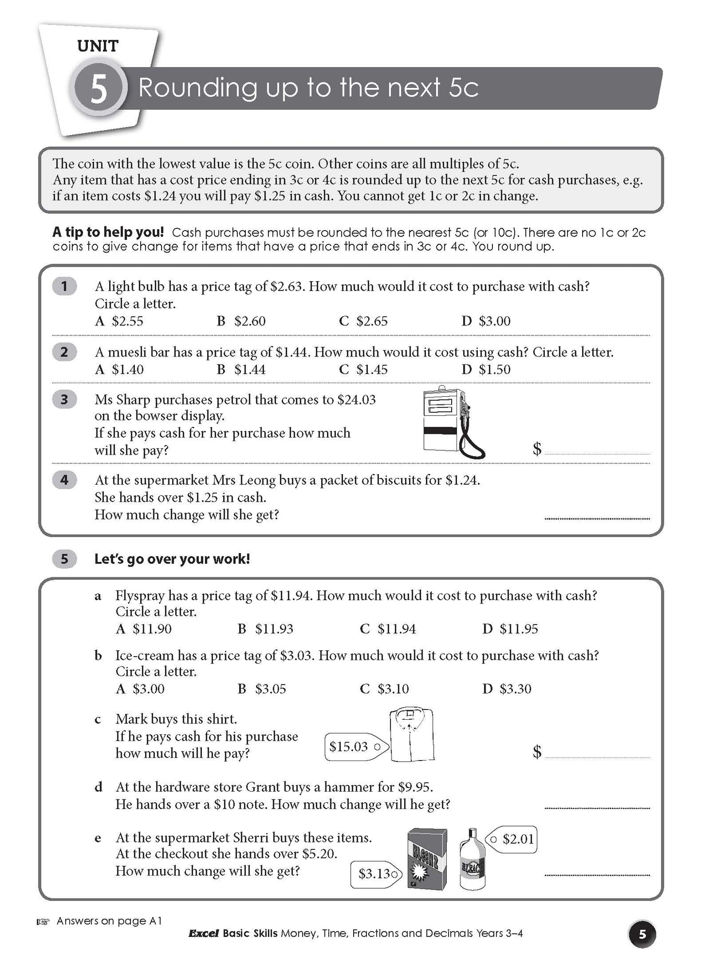 Excel Basic Skills - Money, Time, Fractions and Decimals Years 3-4