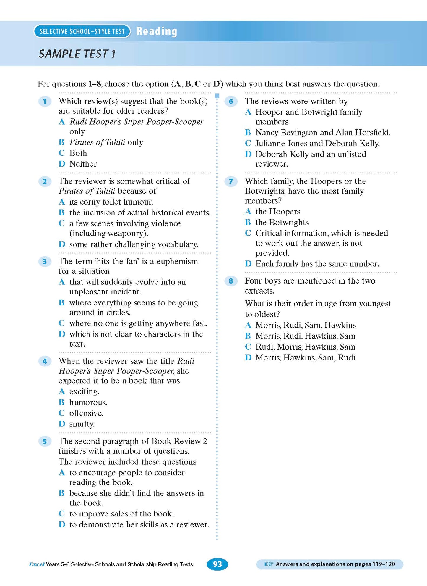 Excel Selective Schools and Scholarship Reading Tests Years 5-6