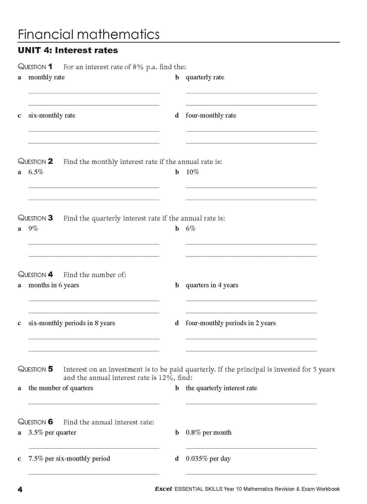 Excel Essential Skills - Mathematics Revision & Exam Workbook Year 10 NE