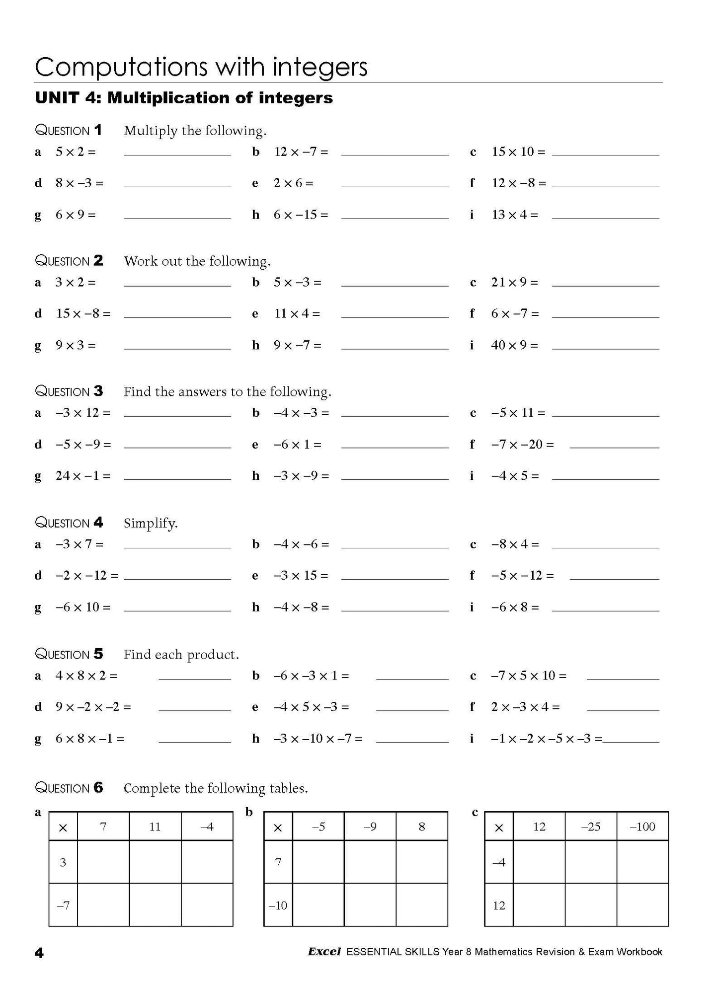 Excel Essential Skills - Mathematics Revision & Exam Workbook Year 8 NE