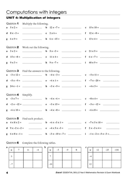 Excel Essential Skills - Mathematics Revision & Exam Workbook Year 8 NE