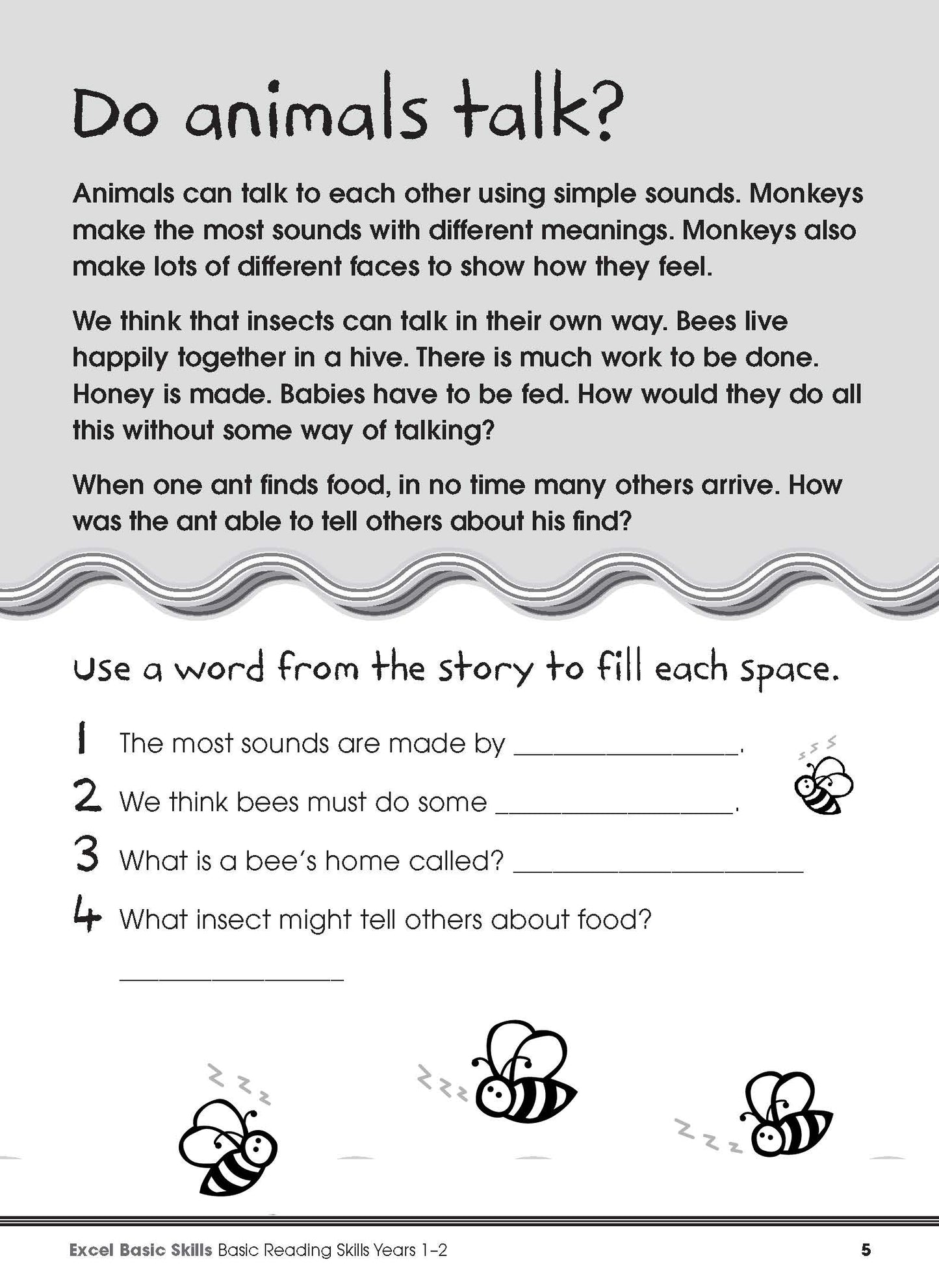 Excel Basic Skills - Basic Reading Skills Years 1-2