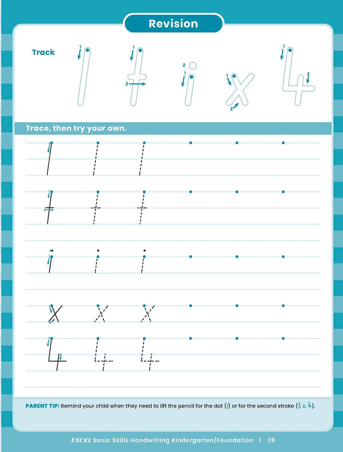 Excel Basic Skills - Handwriting Kindergarten/Foundation