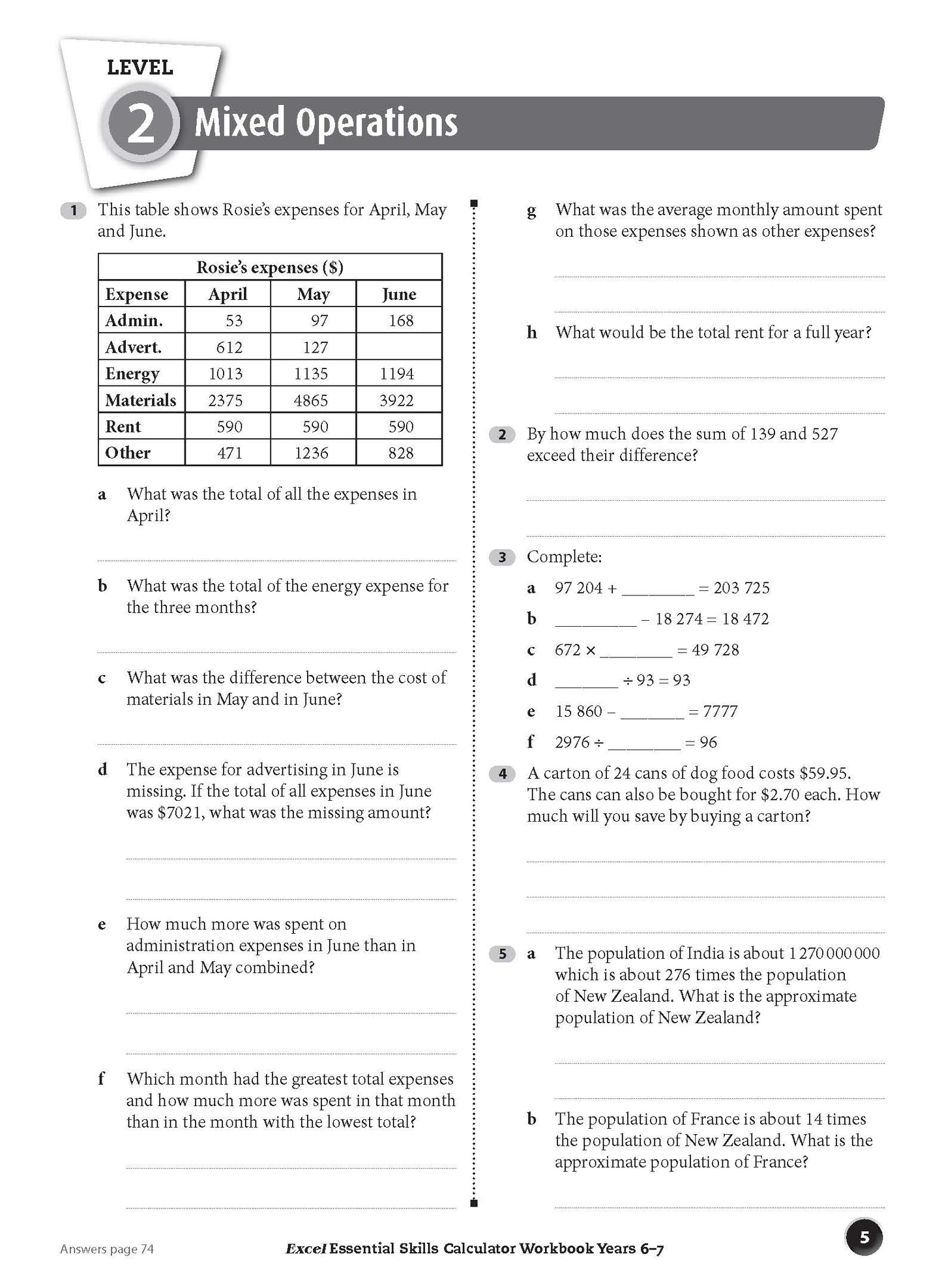 Excel Essential Skills - Calculator Workbook Years 6-7