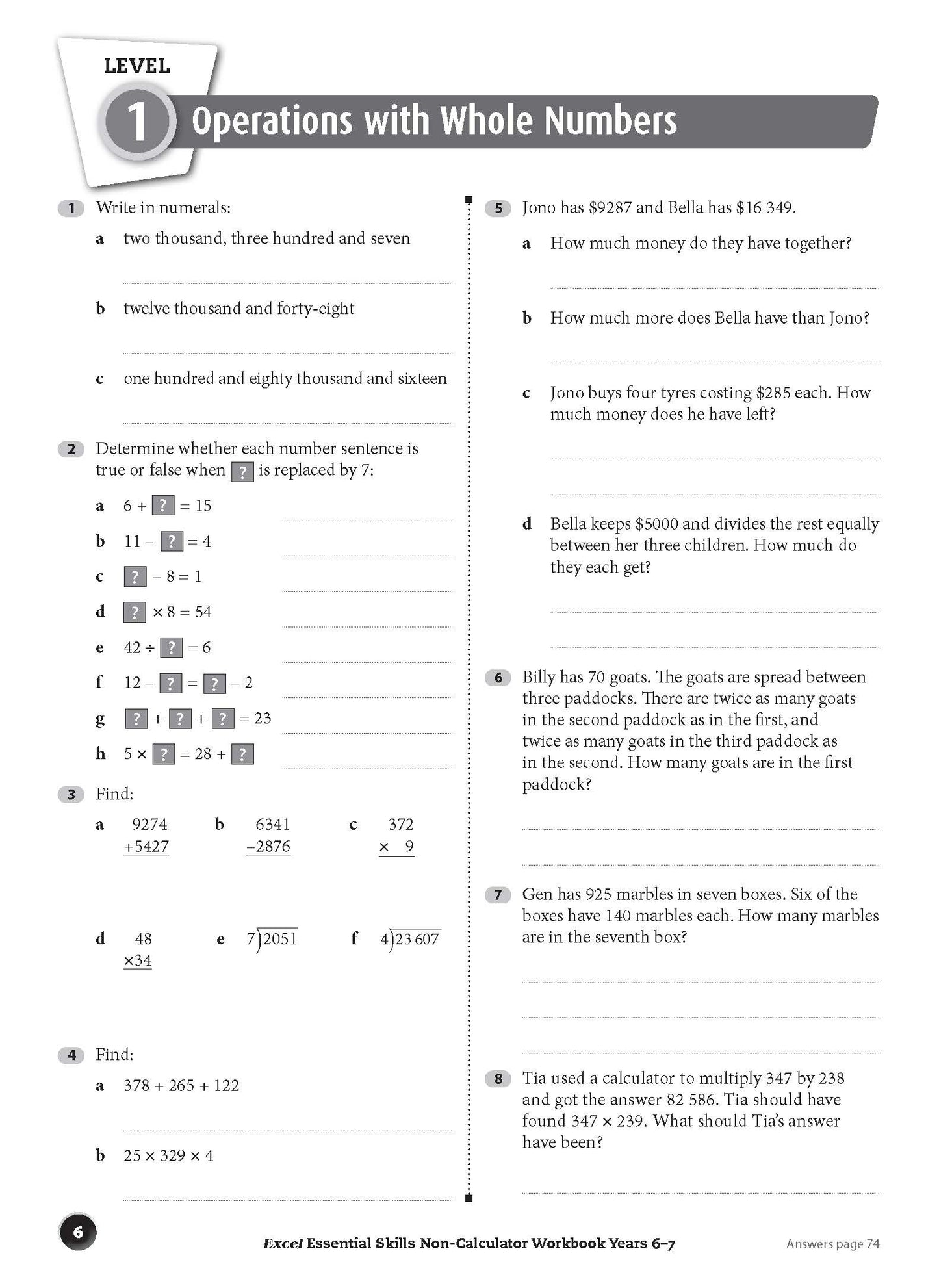 Excel Essential Skills - Non-Calculator Workbook Years 6-7