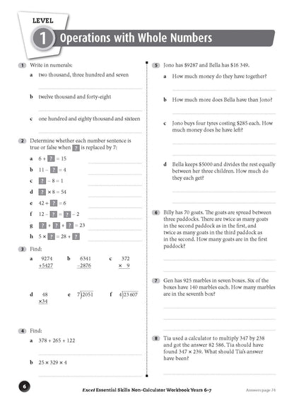 Excel Essential Skills - Non-Calculator Workbook Years 6-7