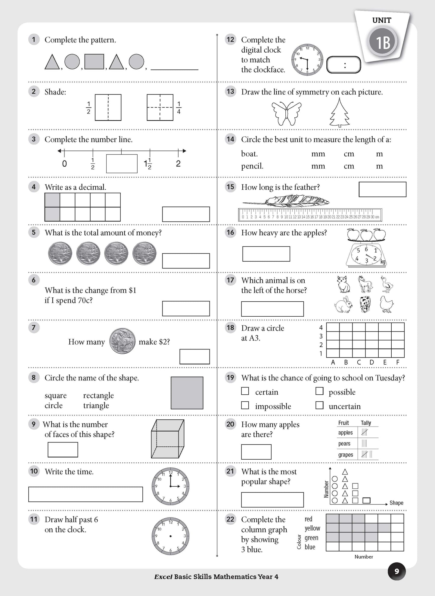 Excel Basic Skills - Mathematics Year 4