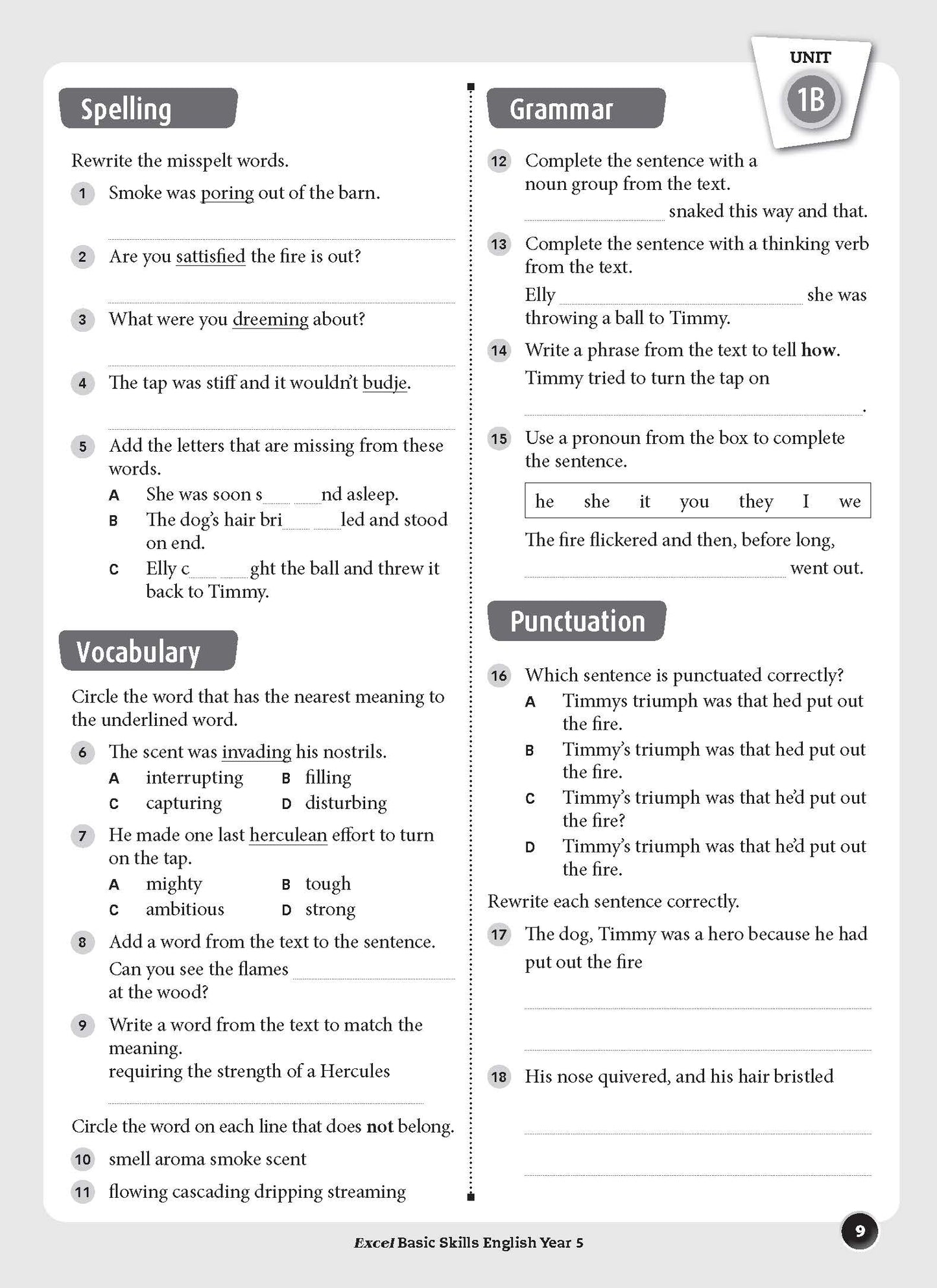 Excel Basic Skills - English Year 5