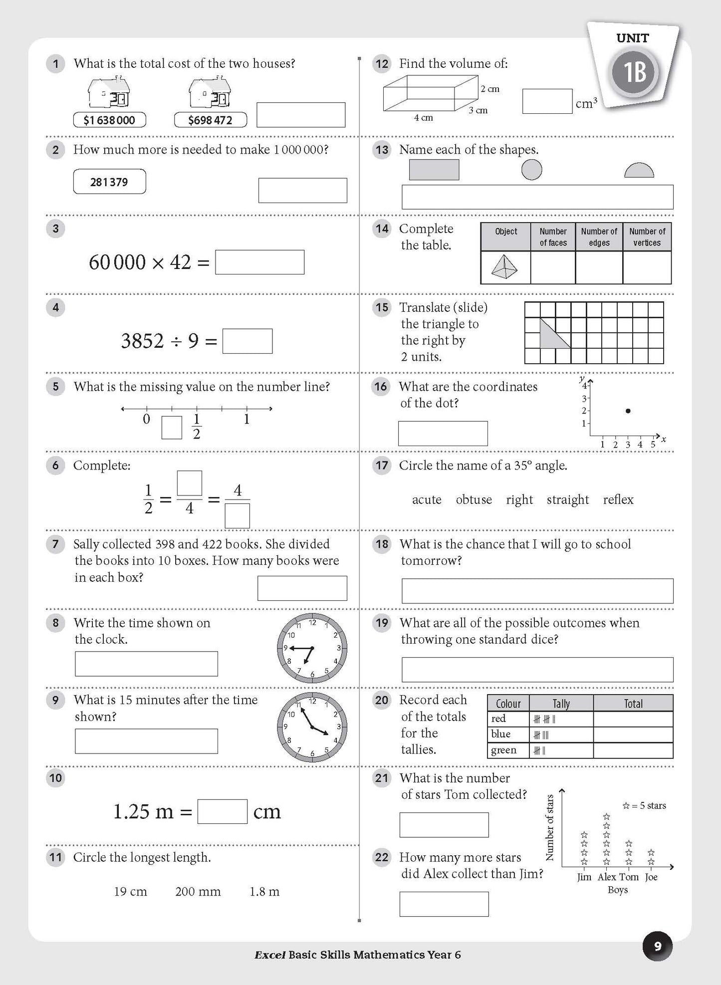 Excel Basic Skills - Mathematics Year 6