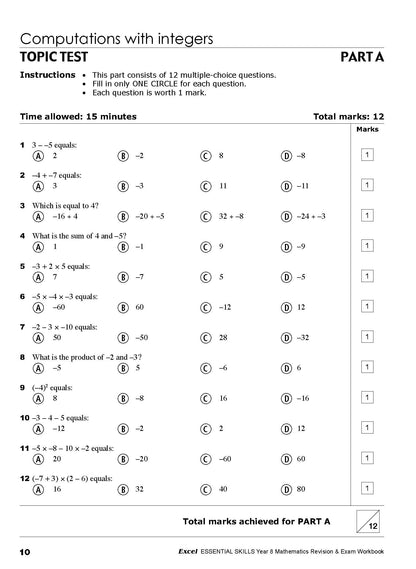 Excel Essential Skills - Mathematics Revision & Exam Workbook Year 8 NE