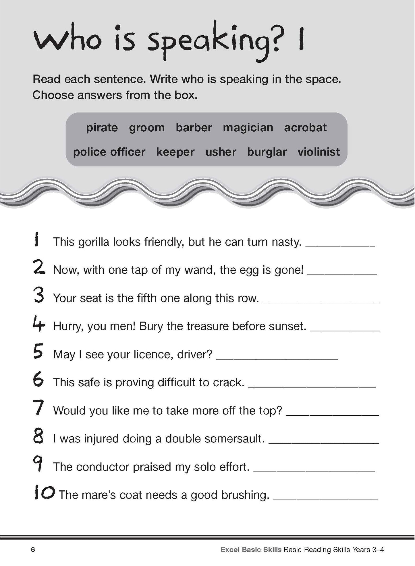 Excel Basic Skills - Basic Reading Skills Years 3-4