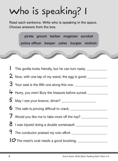 Excel Basic Skills - Basic Reading Skills Years 3-4