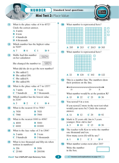Excel Year 4 NAPLAN*-style Numeracy Tests