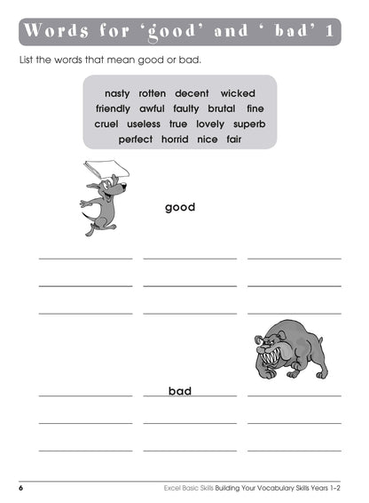 Excel Basic Skills - Building Your Vocabulary Skills Years 1-2