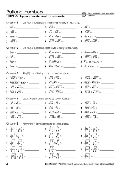 Excel Essential Skills - Mathematics Extension Revision and Exam Workbook Year 8