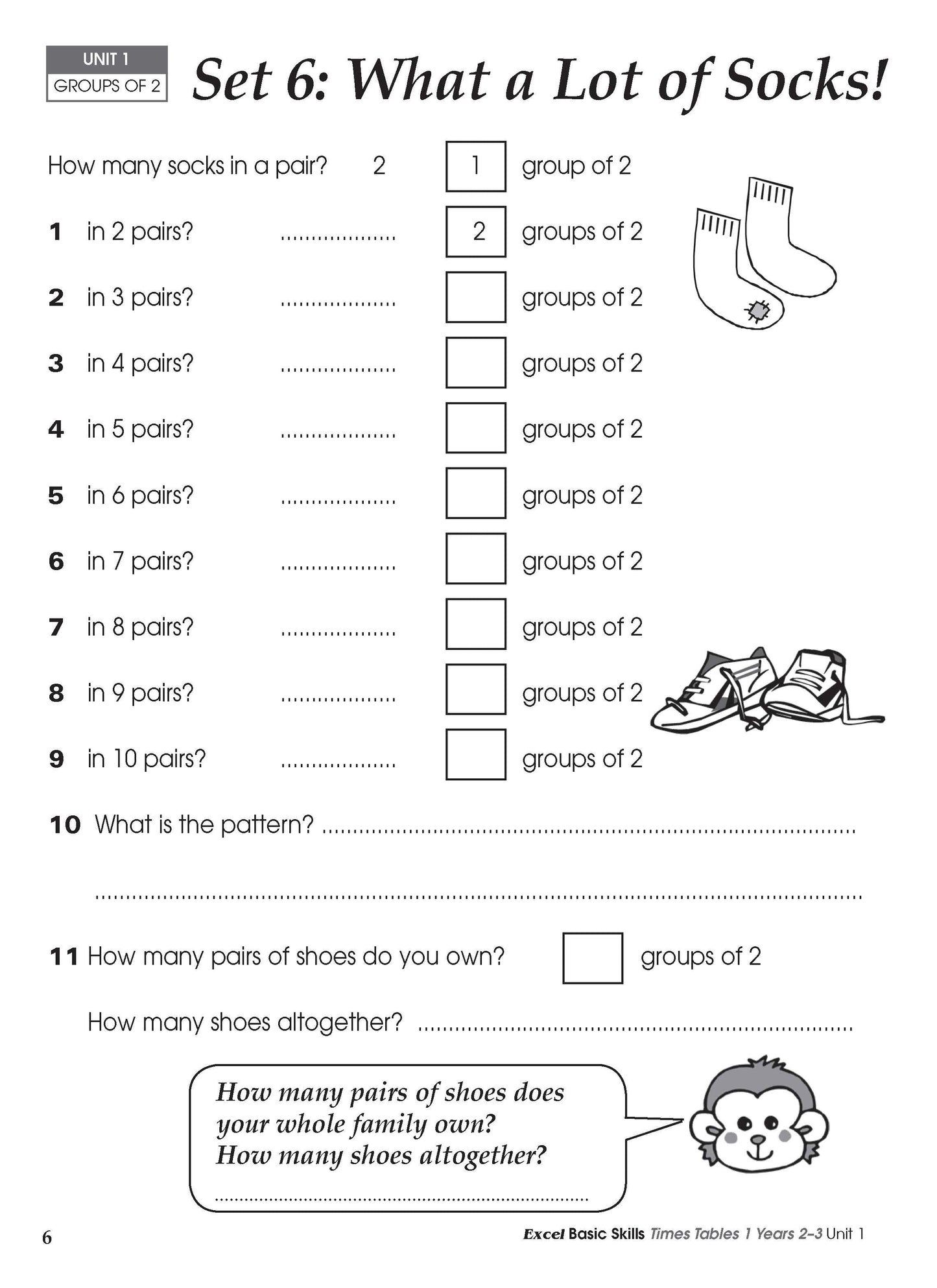 Excel Basic Skills - Times Tables 1 Years 2-3