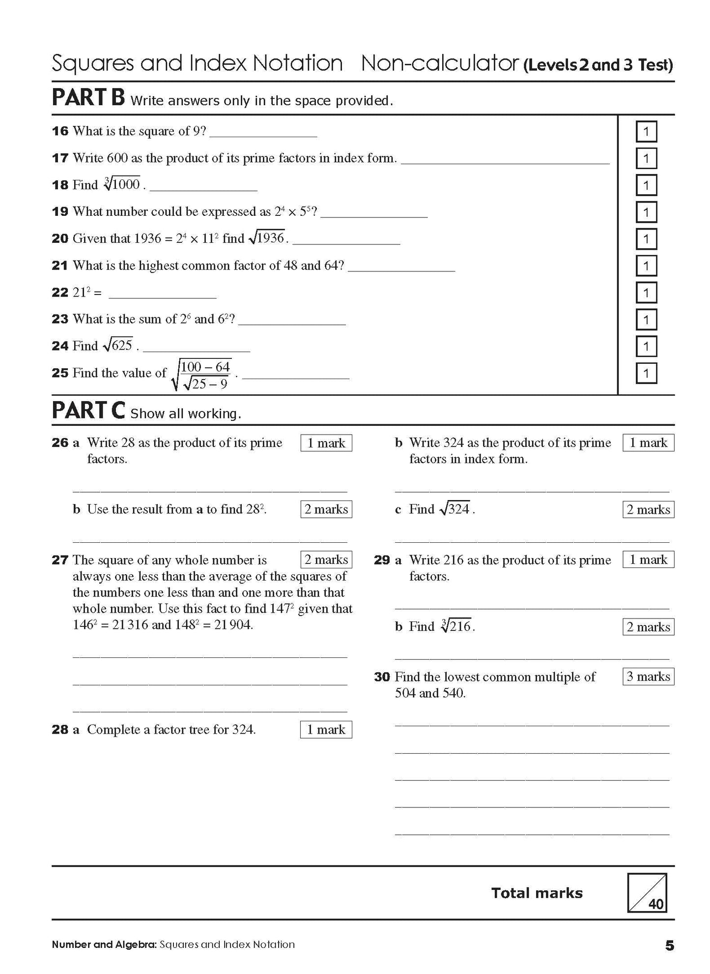 Excel Tests - Mathematics Practice Tests Year 7