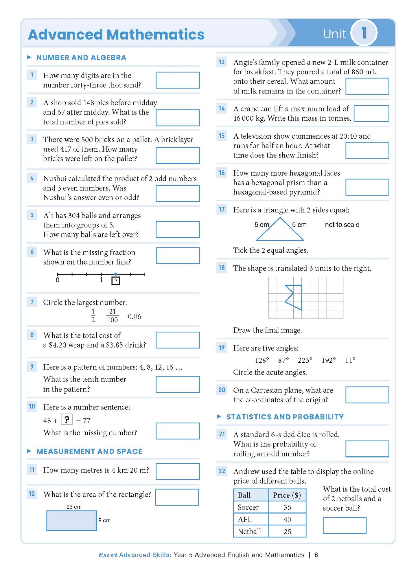 Excel Advanced Skills - Advanced English and Mathematics Year 5