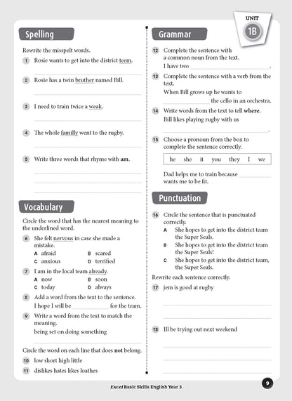 Excel Basic Skills - English Year 3