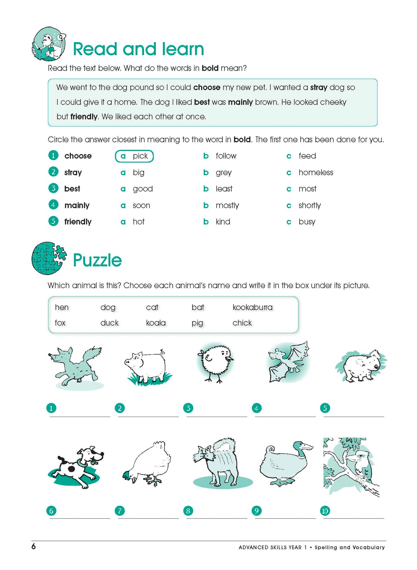 Excel Advanced Skills - Spelling and Vocabulary Workbook Year 1