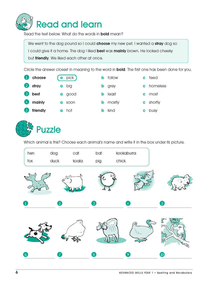 Excel Advanced Skills - Spelling and Vocabulary Workbook Year 1