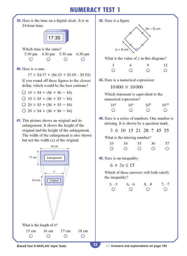 Excel Year 9 NAPLAN*-style Tests