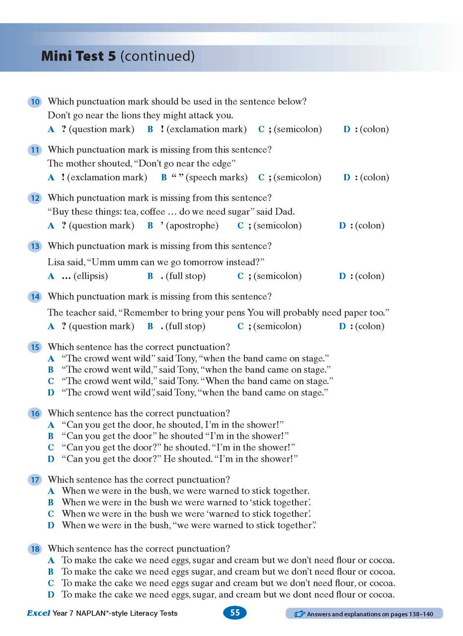 Excel Year 7 NAPLAN*-style Literacy Tests