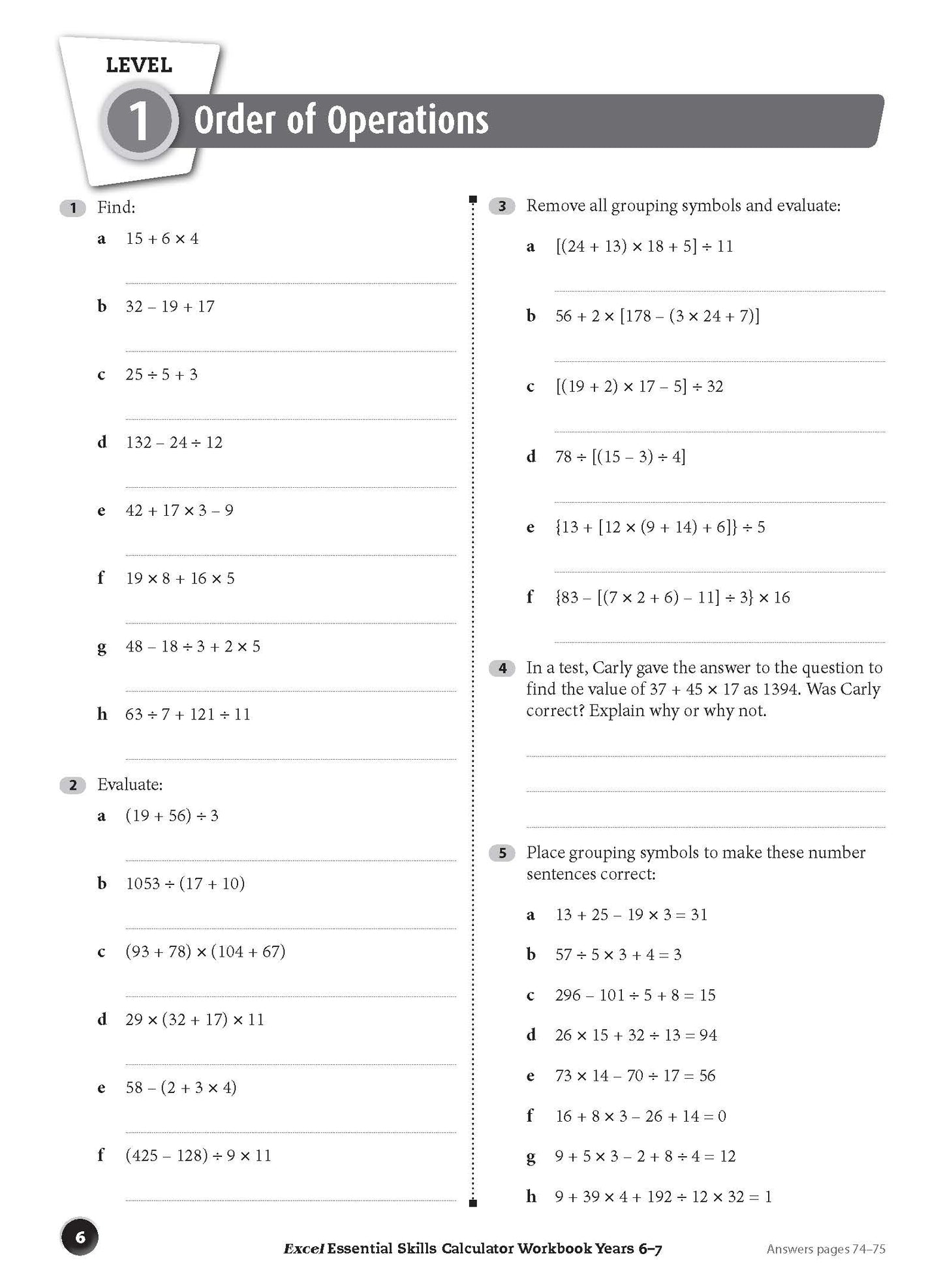 Excel Essential Skills - Calculator Workbook Years 6-7