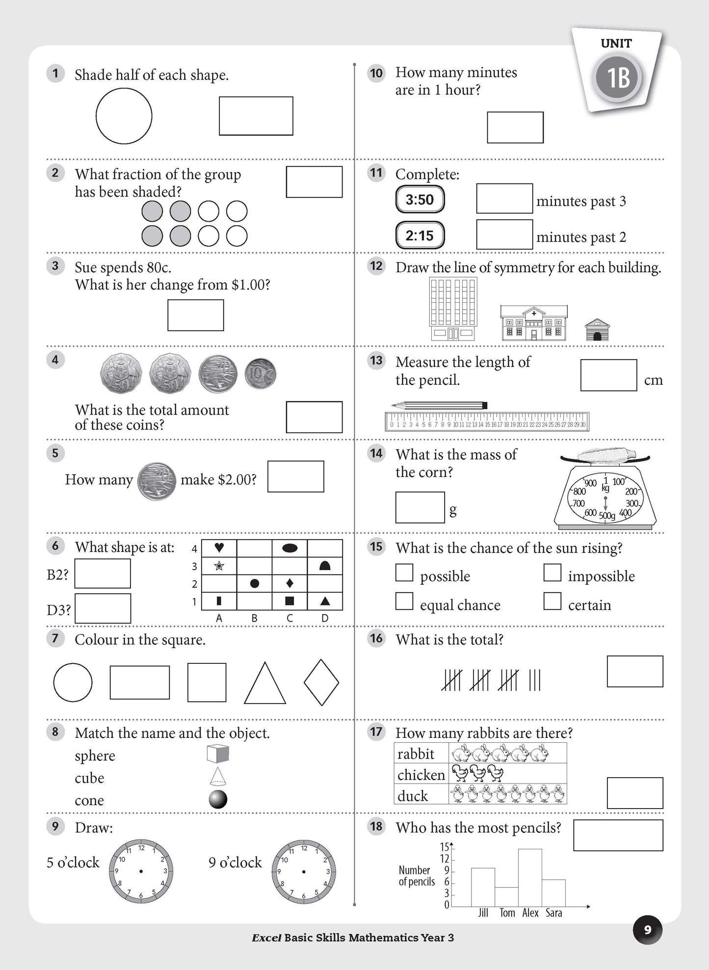 Excel Basic Skills - Mathematics Year 3