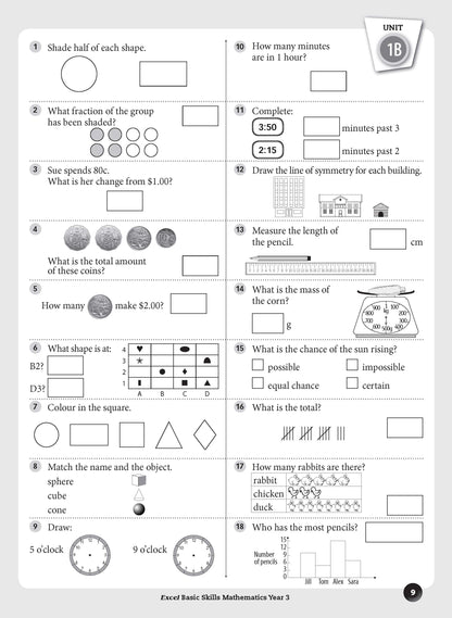 Excel Basic Skills - Mathematics Year 3