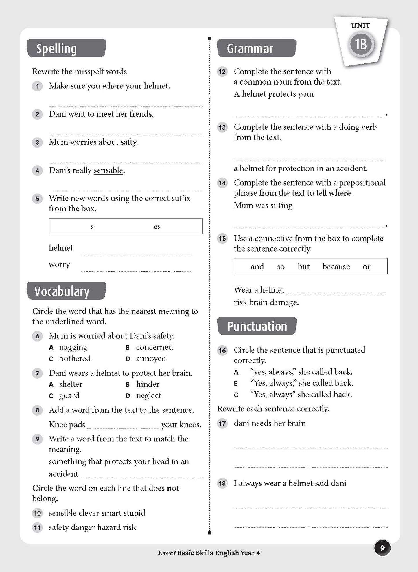 Excel Basic Skills - English Year 4